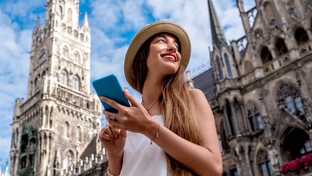 A Woman holding her phone