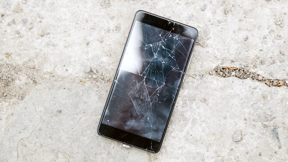Broken smartphone screen