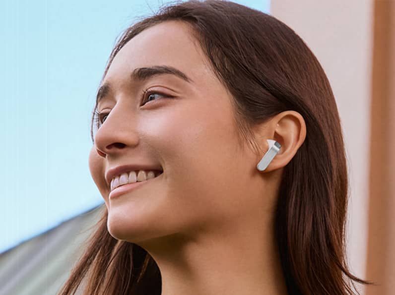 Women wearing headphone