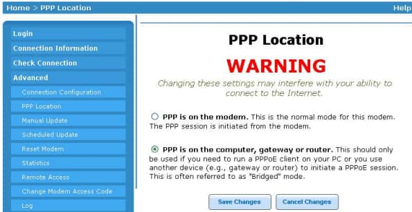 PPP Location Save Changes button