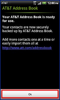 A confirmation message will display when set up and sync is complete. Tap OK.