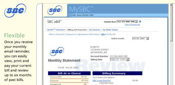 Sample of online bill details.