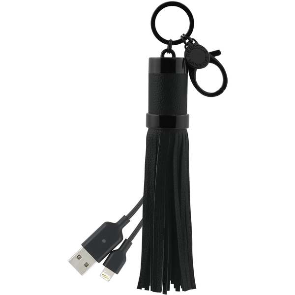 Power Up Leather Tassel Lightning to USB-A Keychain with Tassel