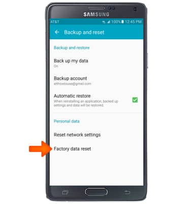 Samsung Galaxy Note 4 (N910A) - Reset device - AT&T