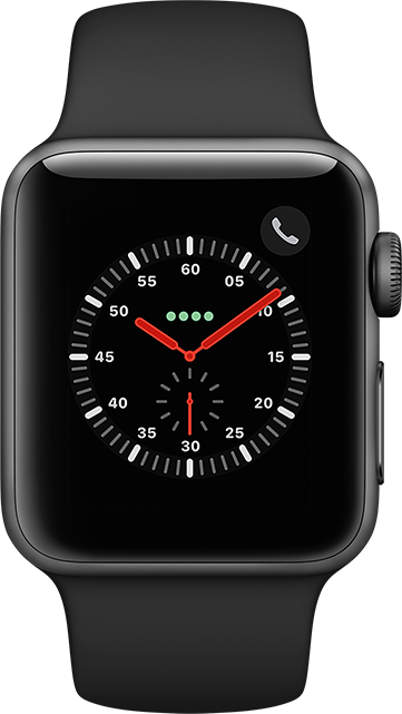 Apple Watch serie 3 38 mm Aluminio gris espacial Banda deportiva negra capacity de AT T