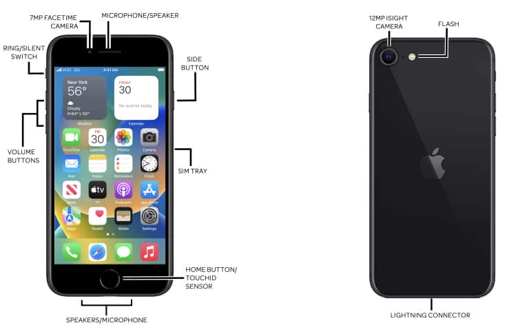Apple iPhone SE (1st Gen) Diagram - AT&T Device Support