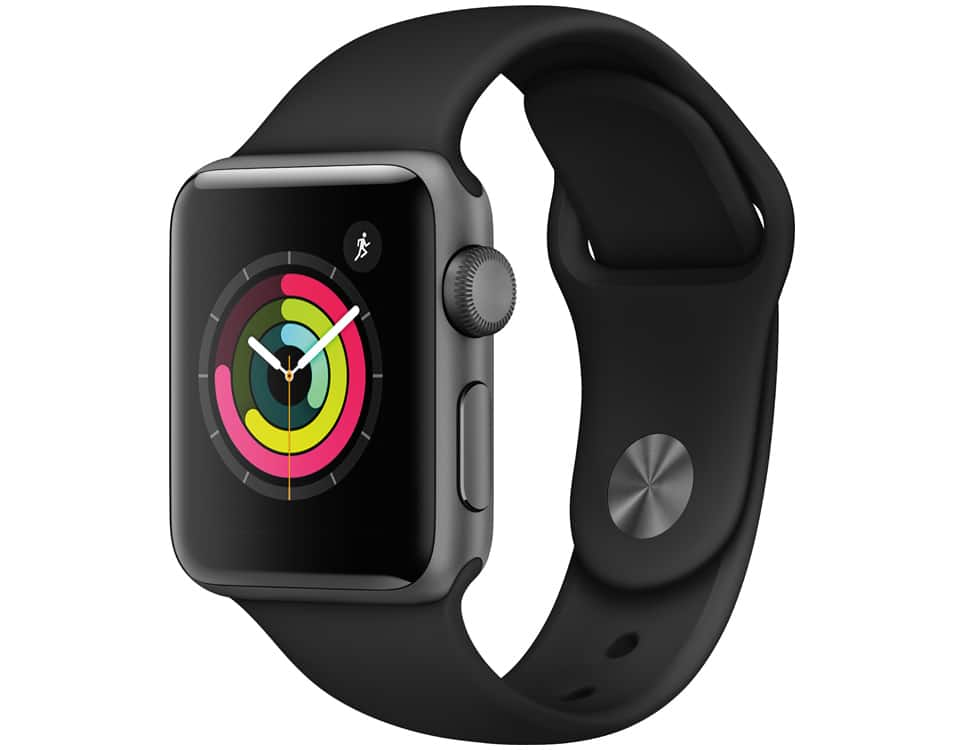 Apple Watch Series 3 38mm Space Gray Aluminum Black Sport Band