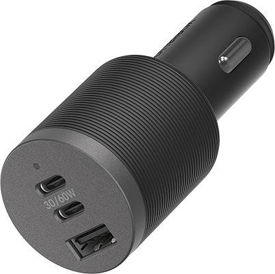 Otterbox Premium Pro Fast Charge 72W Triple Port Car Charger - Black  (Product view 1)