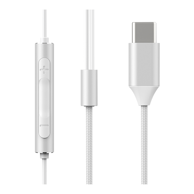 AT&T Essentials Corded Noise Isolating Silicone Earbuds USB-C - White  (Product view 2)