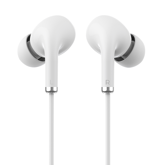 AT&T Essentials Corded Noise Isolating Silicone Earbuds USB-C - White  (Product view 5)
