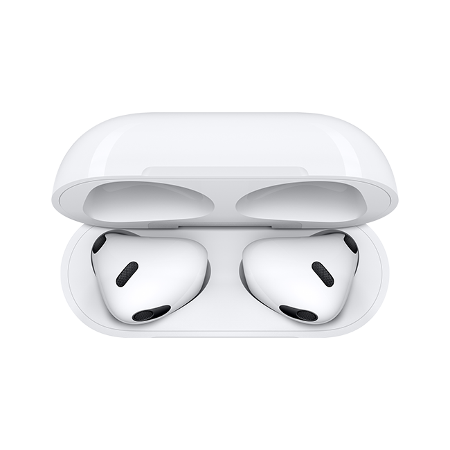 Apple AirPods (3.ᵃ generación) con estuche de carga MagSafe, blanco (Vista del producto 5)