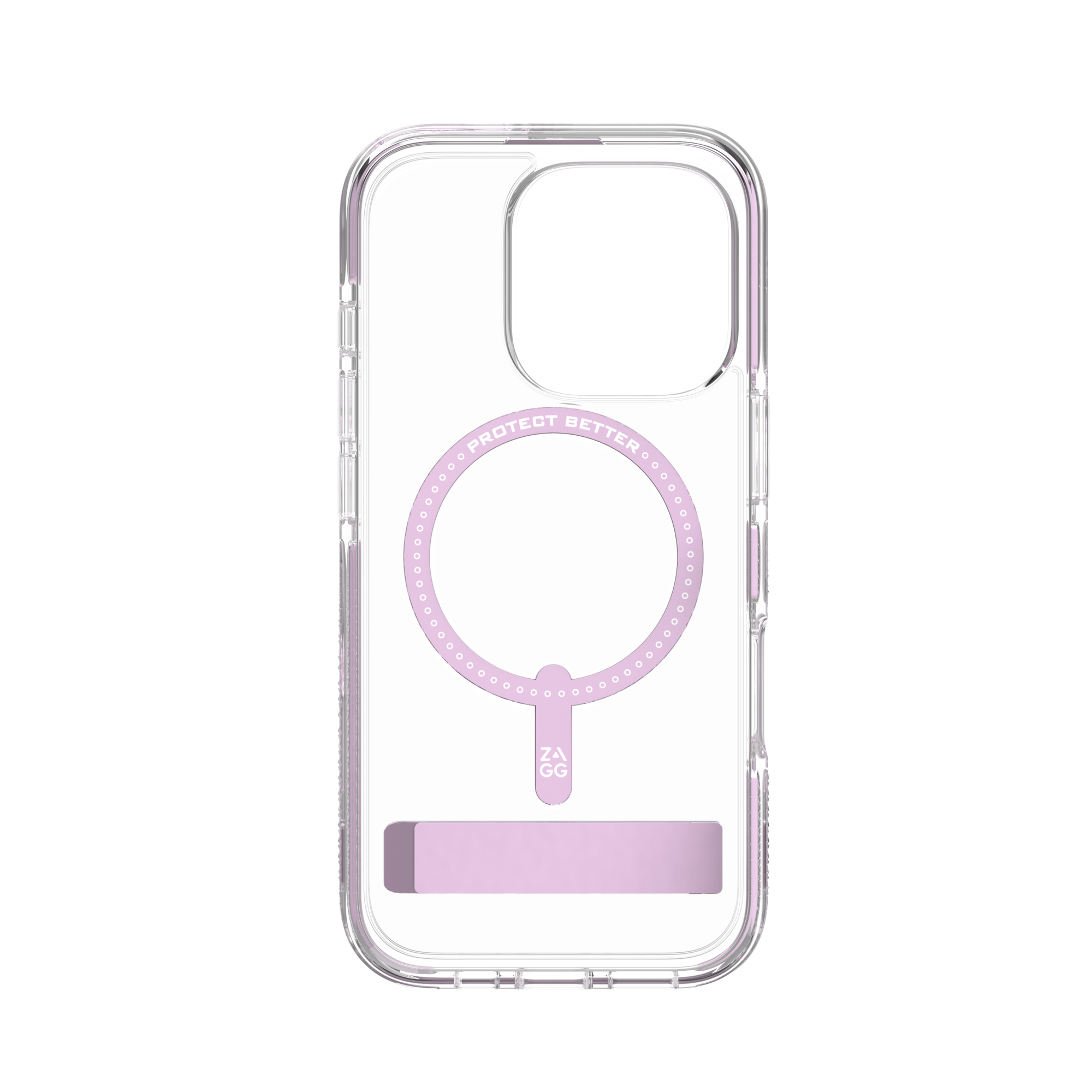 Estuche Zagg Piccadilly Snap con MagSafe + pie de apoyo para iPhone 16 Pro Max, transparente con rosa claro (consulta de producto 2)