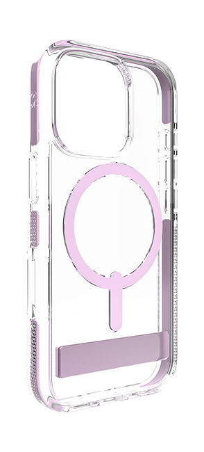 Estuche Zagg Piccadilly Snap con MagSafe + pie de apoyo para iPhone 16 Pro Max, transparente con rosa claro (consulta de producto 4)