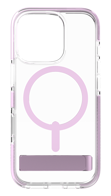 Estuche Zagg Piccadilly Snap con MagSafe + pie de apoyo para iPhone 16 Pro Max, transparente con rosa claro (consulta de producto 7)