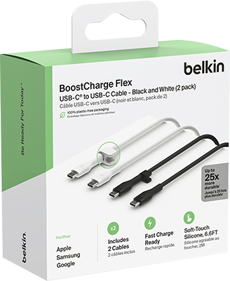 Belkin Boost Charge Flex 2pack Black and White USB-C Cable Bundle
