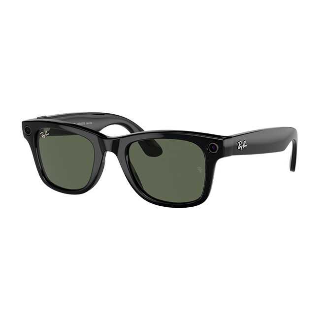 Gafas inteligentes Ray-Ban Meta Wayfarer estándar, negro brillante, verde (consulta de producto 9)