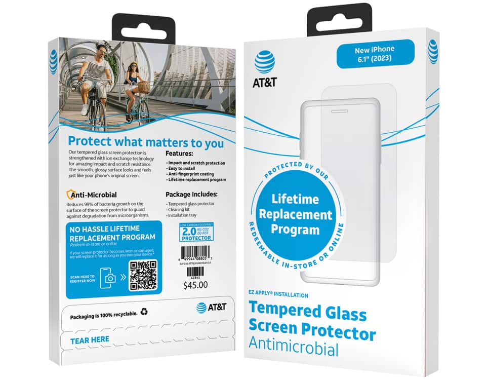 AT&T Tempered Glass Antimicrobial Screen Protector - iPhone 15 Plus - AT&T