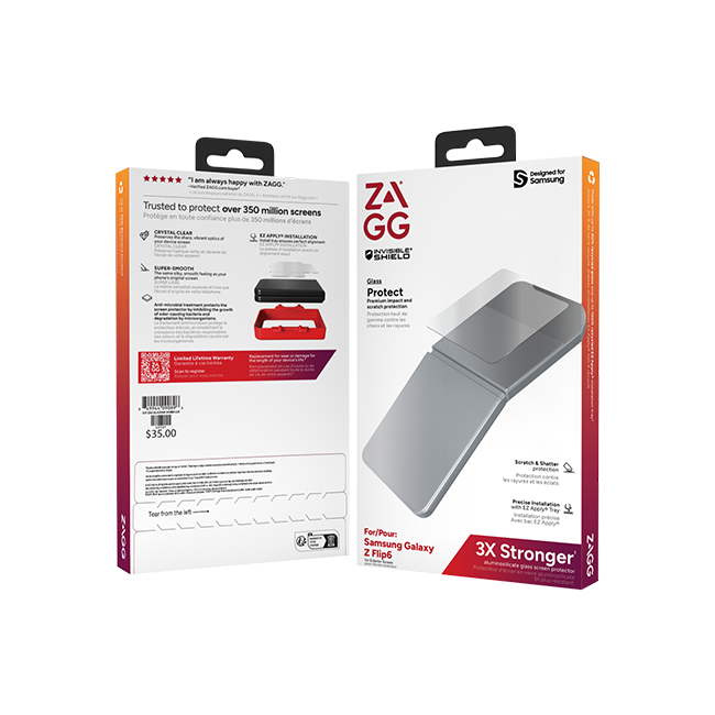 Zagg Glass Antimicrobial Screen Protector - Samsung Galaxy Z Flip6 - Clear  (Product view 4)