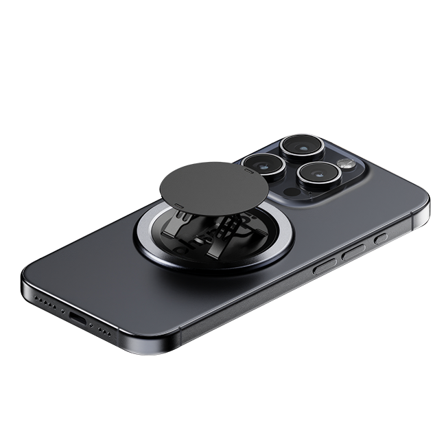 ohsnap Snap4 Luxe Magnetic Grip with Wireless Charging Pass Thru - Obsidian Black  (Product view 4)