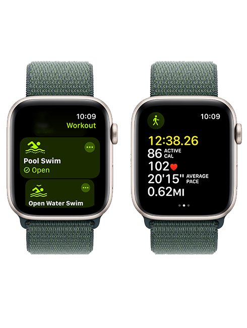 Apple Watch SE 2nd Gen (2022) - 40mm - Starlight Aluminum Lake Green Sport Loop  (Product view 5)