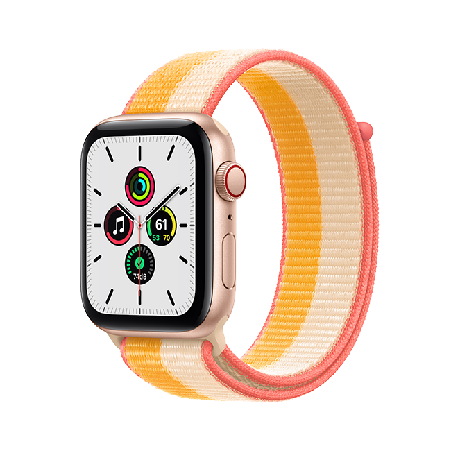 Apple Watch SE - 44mm - Gold Aluminum Maize White Sport  (Product view 2)