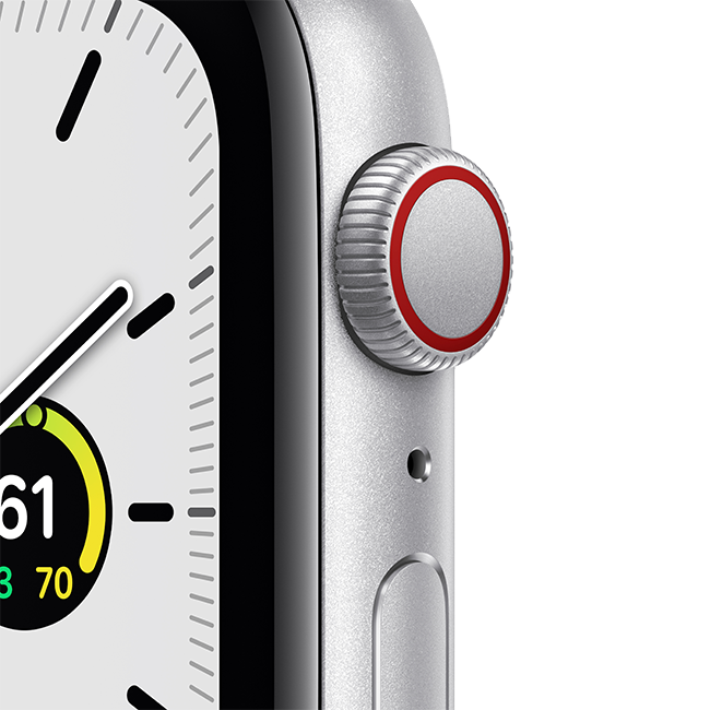 Apple Watch SE de 44 mm en aluminio plateado con correa deportiva en azul Abyss/verde (consulta de producto 3)