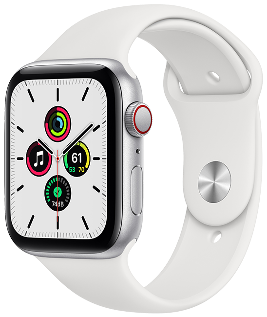 Apple Watch SE - 44mm - Silver Aluminum White Sport  (Product view 2)