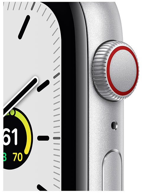 Apple Watch SE - 44mm - Silver Aluminum White Sport  (Product view 3)