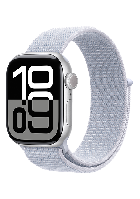 Apple Watch Series 10 de 42 mm, aluminio plateado con correa Loop deportiva azul nube (consulta de producto 2)