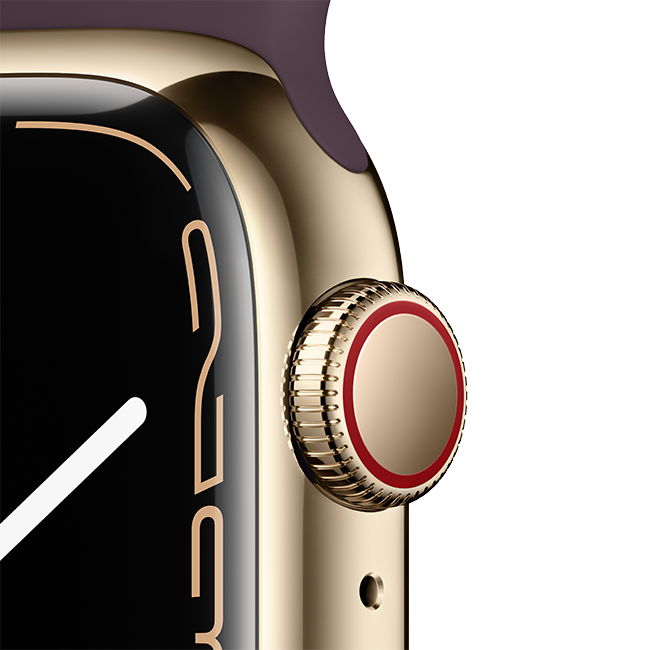 Apple Watch Series 7 - 45mm - Gold Stainless Dark Cherry Sport  (Product view 4)