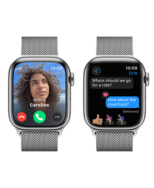 Apple Watch Series 9 de 41 mm, acero inoxidable plateado con correa Milanese plateada (consulta de producto 7)