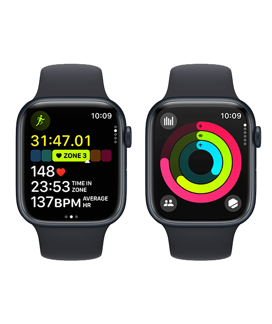 Apple Watch Series 9 de 45 mm, aluminio medianoche con correa deportiva medianoche, S-M (consulta de producto 9)