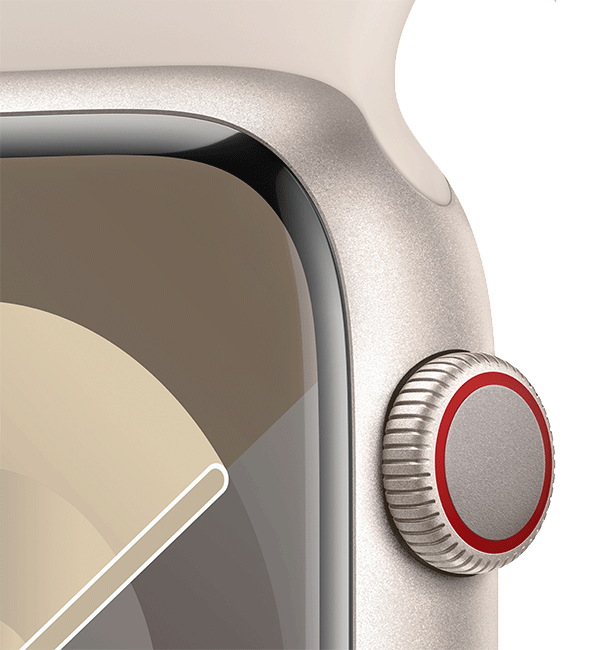 Apple Watch Series 9 de 45 mm, aluminio blanco estelar con correa deportiva blanco estelar, S-M (consulta de producto 4)