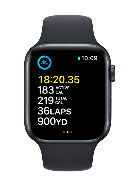 Apple Watch SE 2nd Gen (2022) - 44mm - Midnight Aluminum Midnight Sport M-L  (Product view 4)