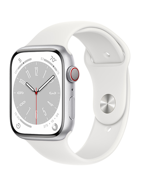 Apple Watch Series 8 [GPS 45mm] Smart Watch w/Silver Aluminum Case with  White Sport Band - M/L. Fitness Tracker, Blood Oxygen & ECG Apps, Always-On