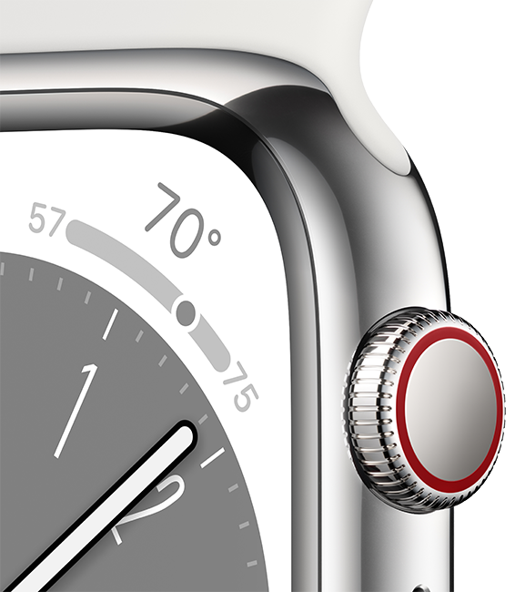 Apple Watch Series 8 - 45mm - Silver Steel White Sport S-M  (Product view 3)