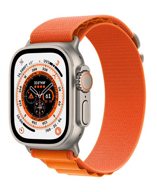 Apple Watch Ultra de 49 mm, titanio con correa Alpine naranja, Small (consulta de producto 2)