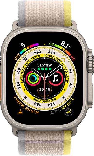 Apple Watch Ultra - 49mm - Titanium Yellow Beige Trail Loop S-M  (Product view 1)