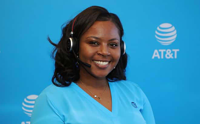 A woman wearing headphone