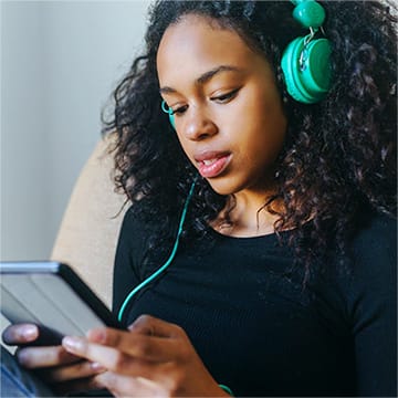 A Girl wearing headphones