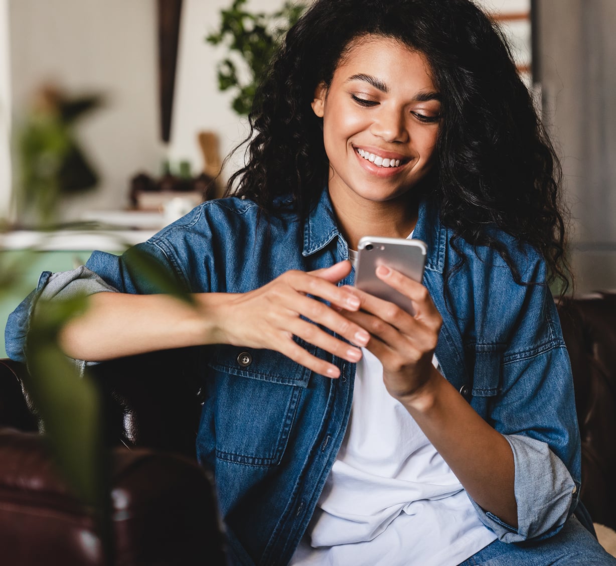 A girl is looking at mobile