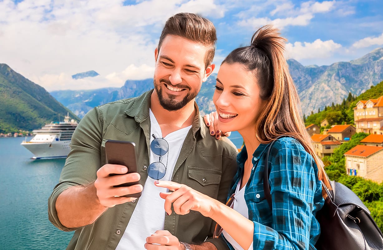 Friends looking at the mobile