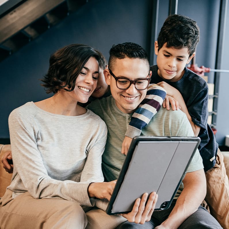 Family seeing screen