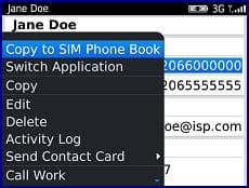 Blackberry bold 9700 copy all contacts to sim card