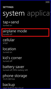 windows phone airplane mode