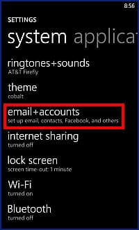 delete email account on windows phone